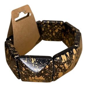 New Black Gold Stretch Bangle Bracelet Goth Punk Acrylic